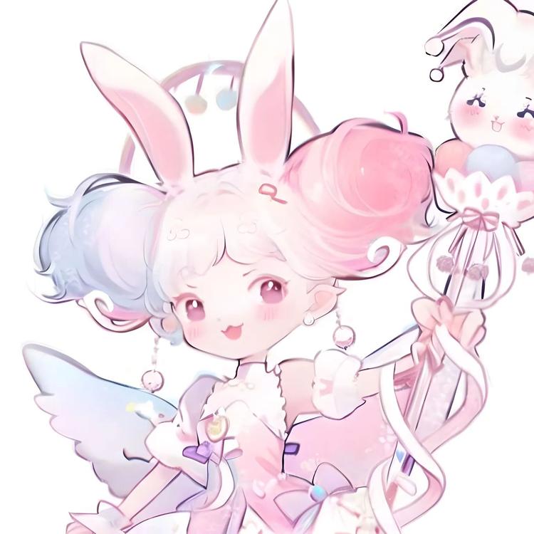 雪兔吃桃原创